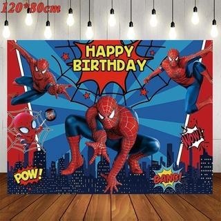 ParteeTime Kids Spiderman Theme Decorations Birthday Party Balloon Banners Hang Swirls Backdrop Tablecloth Cake Topper