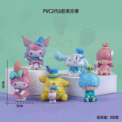 ParteeTime Sanrio Kuromi Melody Cinnamoroll Mini Cake Topper Cute Set Cake Decoration Birthday Party Collection Playset