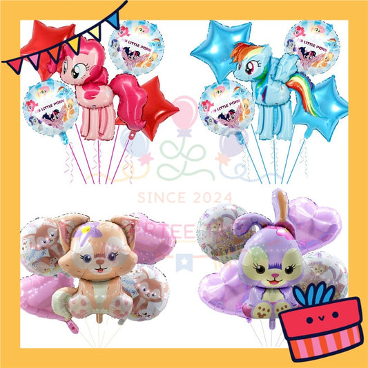 ParteeTime Kids My Little Pony & Stella Birthday Party Decoration 5pcs Set Foil Balloon Set Belon Hari Jadi Kanak-Kanak