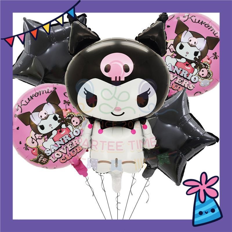 ParteeTime Kids Sanrio Cinnamoroll Kuromi Melody Birthday Party Decoration 5pcs Set Foil Balloon