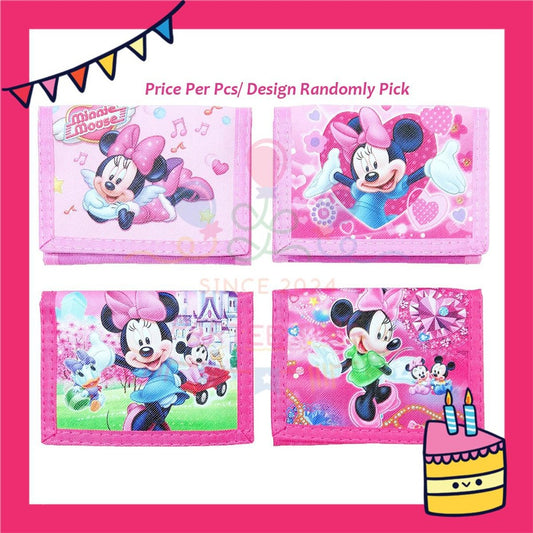ParteeTime Kids Gifts Cute Cartoon Trifold Wallet Princess Elsa Barbie Dompet Lipat Kartun Comel Kanak-Kanak