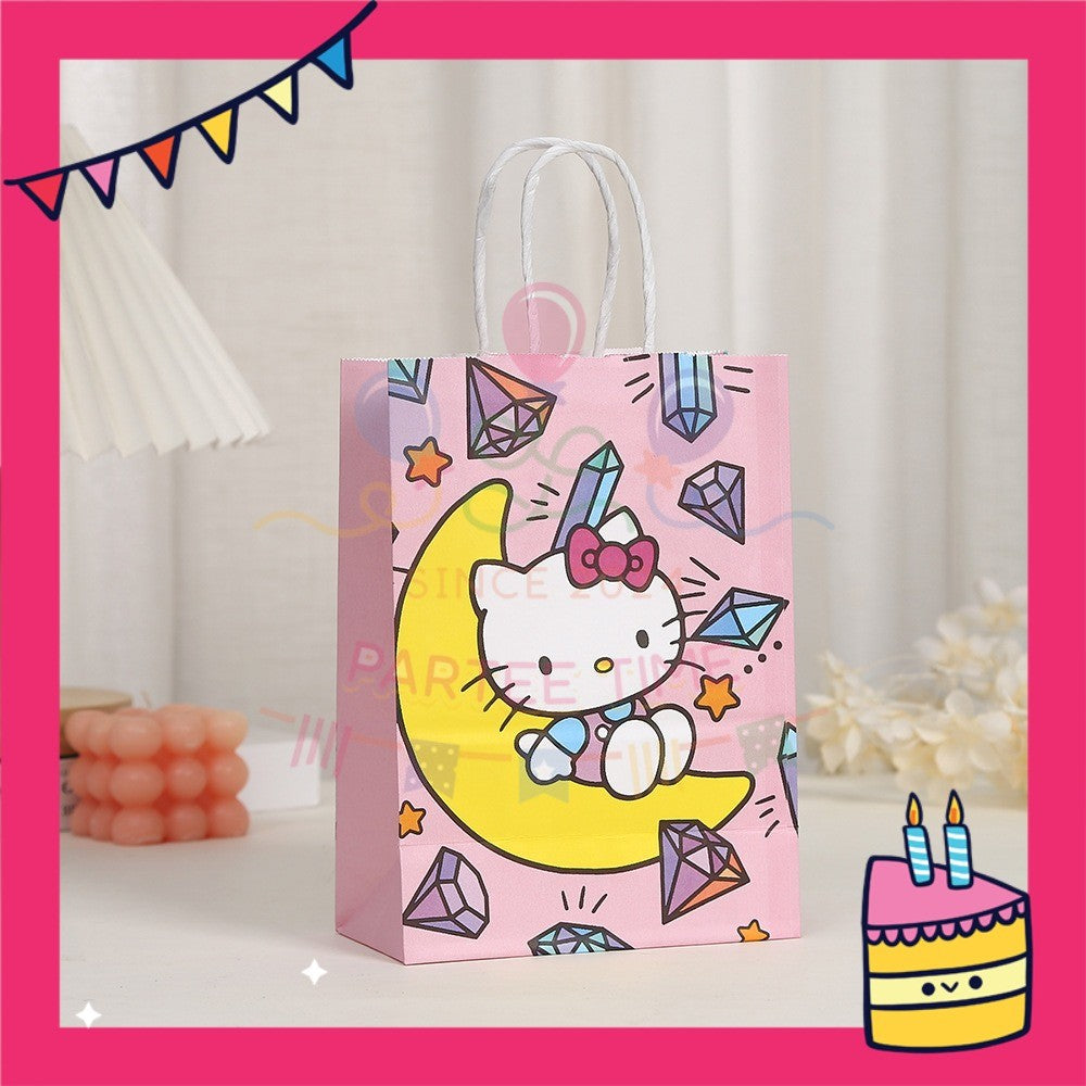 ParteeTime Birthday Kids 1pcs Kitty Pony Party Favor Gift Bags with Handle Paper Bag Doorgift Packaging Goodies Bag