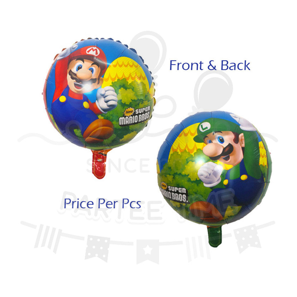 ParteeTime Kids Cute Mario Themed Foil Balloon Birthday Party Decoration Foil Belon Tema Comel Mario Hari Jadi Hiasan
