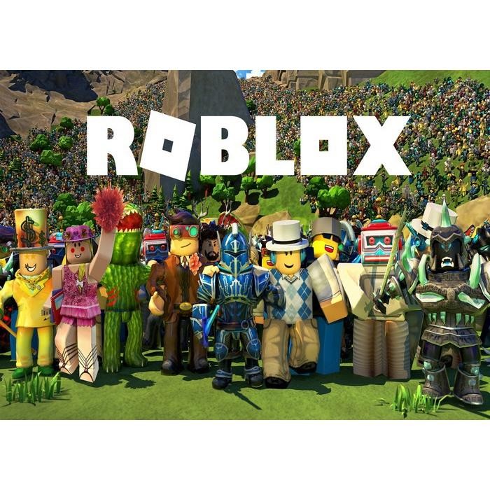 ParteeTime Kids Roblox Birthday Theme Decorations Party Balloon Banners Hang Swirls Backdrop Tablecloth Cake Topper