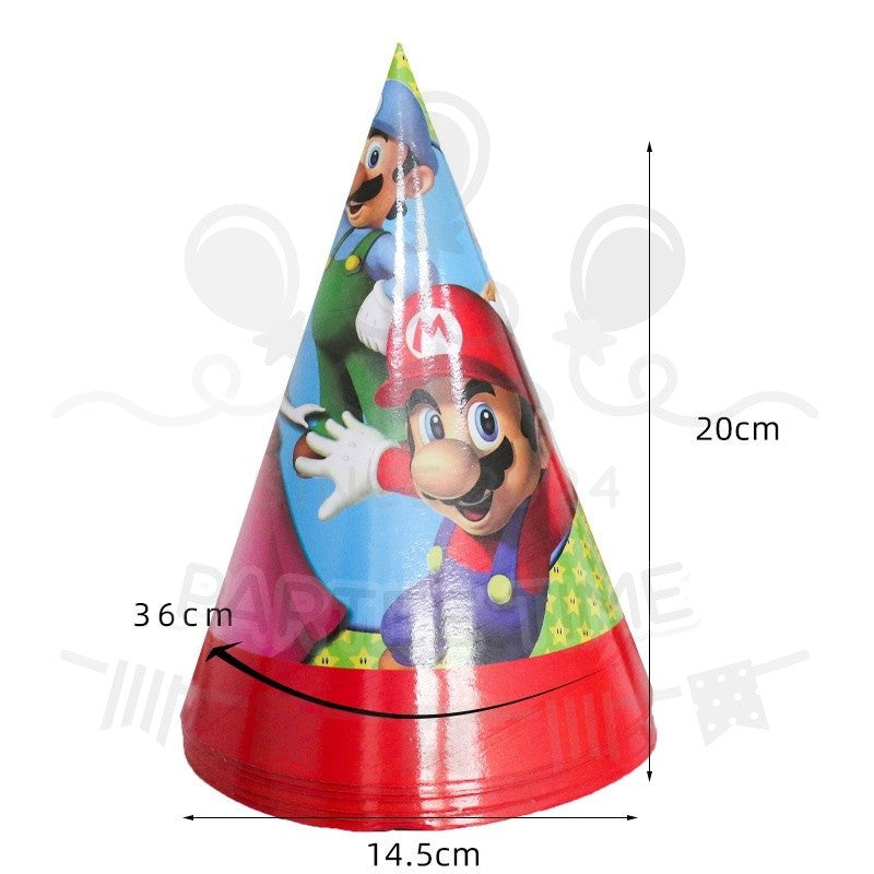ParteeTime Kids Mario Birthday Theme Decorations Party Balloon Banners Hang Swirls Backdrop Tablecloth Cake Topper