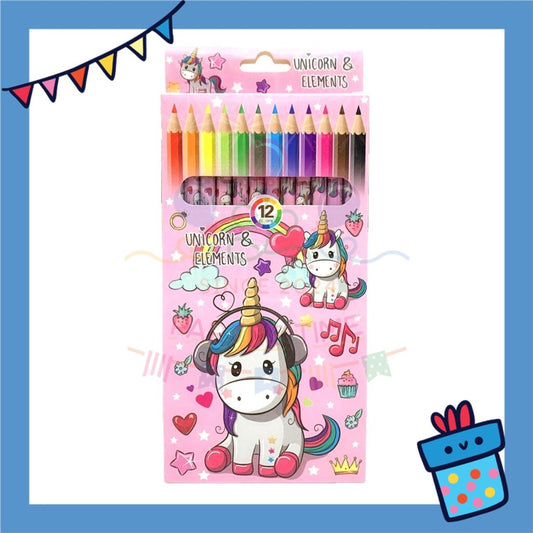 ParteetTime Kids Cute Cartoon 12pcs Color Pencil Non Toxic Coloring Stationery Set Birthday Party Gift Goodies Bag