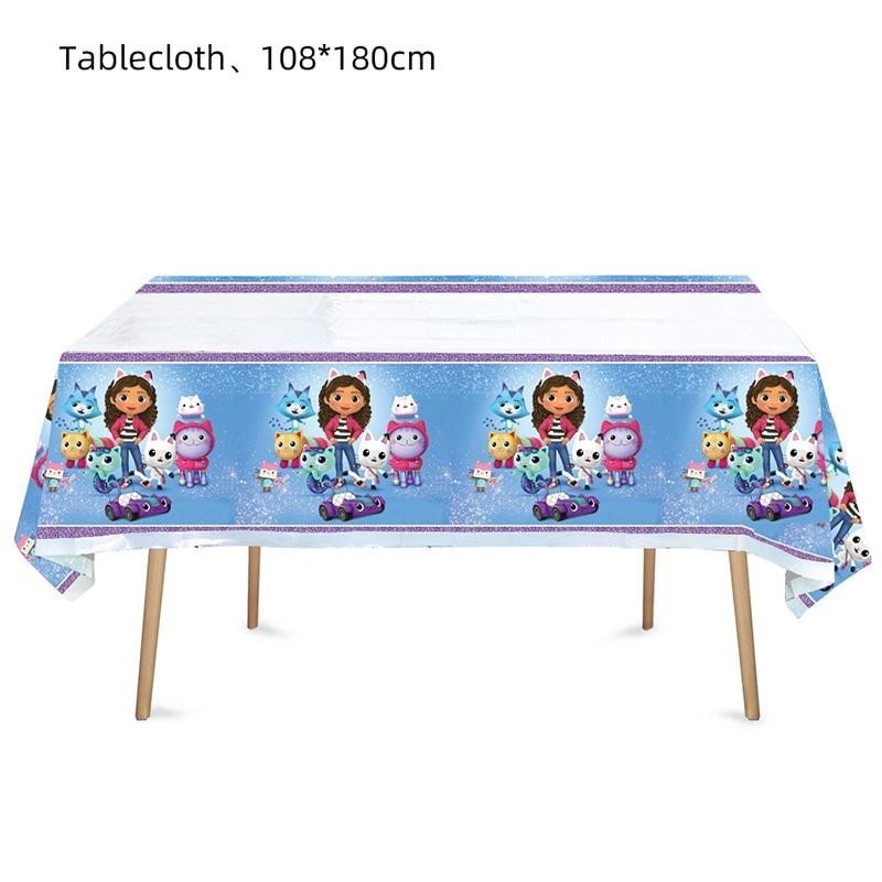 ParteeTime Kids Graby Doll House Theme Decoration Birthday Party Banner Hang Swirl Backdrop Tablecloth Cake Topper