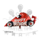ParteeTime Kids Hot Wheels Birthday Theme Decorations Party Balloon Banners Hang Swirls Backdrop Tablecloth Cake Topper