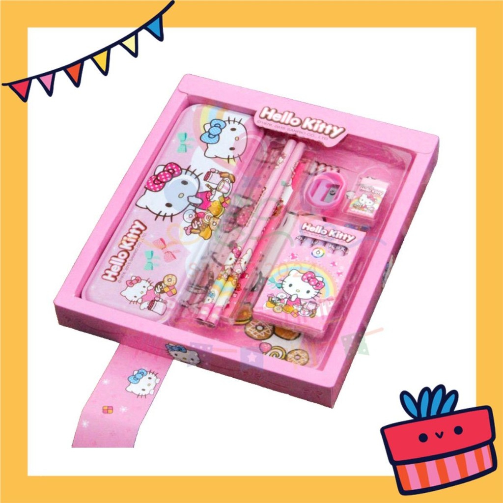 ParteeTime Kids Gifts Cartoon 7 in 1 Stationery Set Sanrio Kuromi My Melody My Little Pony Princess Birthday Gift Pack