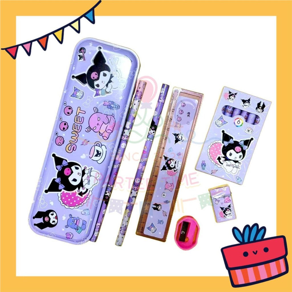 ParteeTime Kids Gifts Cartoon 7 in 1 Stationery Set Sanrio Kuromi My Melody My Little Pony Princess Birthday Gift Pack