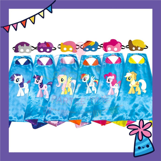 ParteeTime Kids Mask Cape Children My Little Pony Capes Birthday Party Dress Up Toy Cape Cosplay Costume