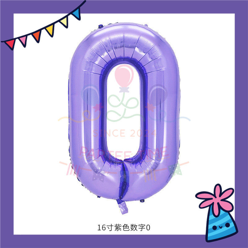 ParteeTime Purple Digital Foil Ballon 16 Inch 0 Number Balloon Birthday Party Foil Balloons Vibrant Shiny Decorations