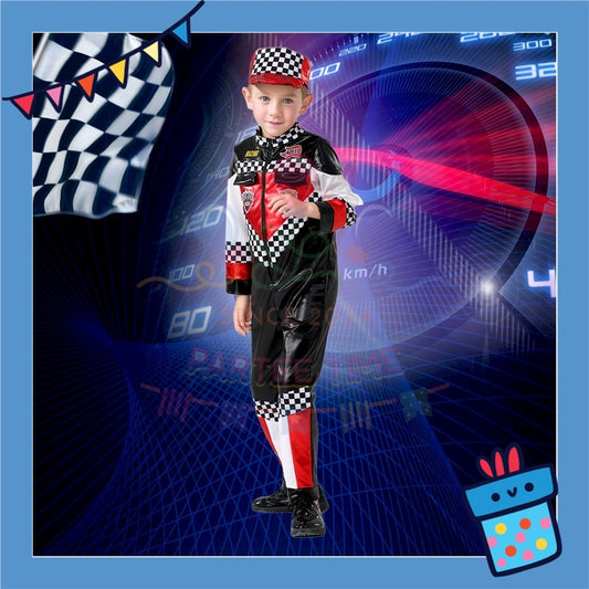 ParteeTime Kids Jumpsuit Racer with Cap Suit New Style Childrens Racing Race Car Jumpsuit