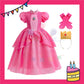 ParteeTime Kids Girl Mario Princess Peach Cosplay Costumes Fancy Birthday Party Themed Events