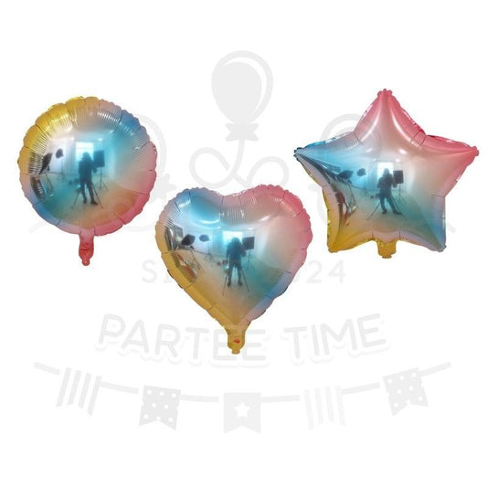 ParteeTime Kids Colourful Rainbow Circle Star Heart Shape Themed Foil Balloon Birthday Party Decoration