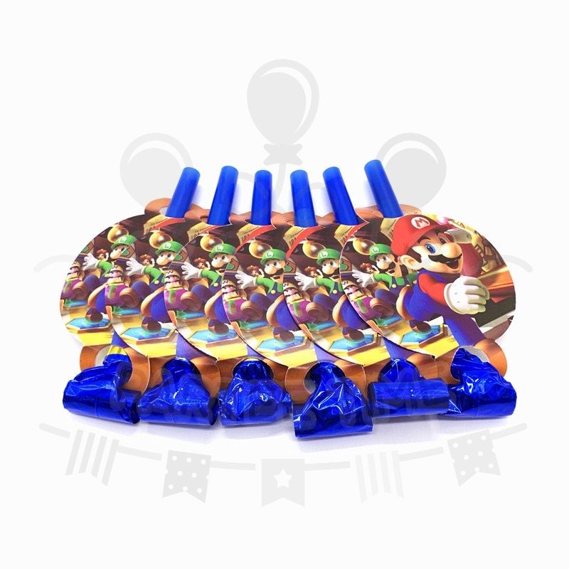 ParteeTime Kids Mario Birthday Theme Decorations Party Balloon Banners Hang Swirls Backdrop Tablecloth Cake Topper