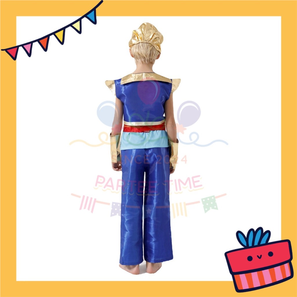 ParteeTime Kids Boy Aladdin Costume Set Top And Pants With Hat Genie Lamp Cosplay Costumes Fancy