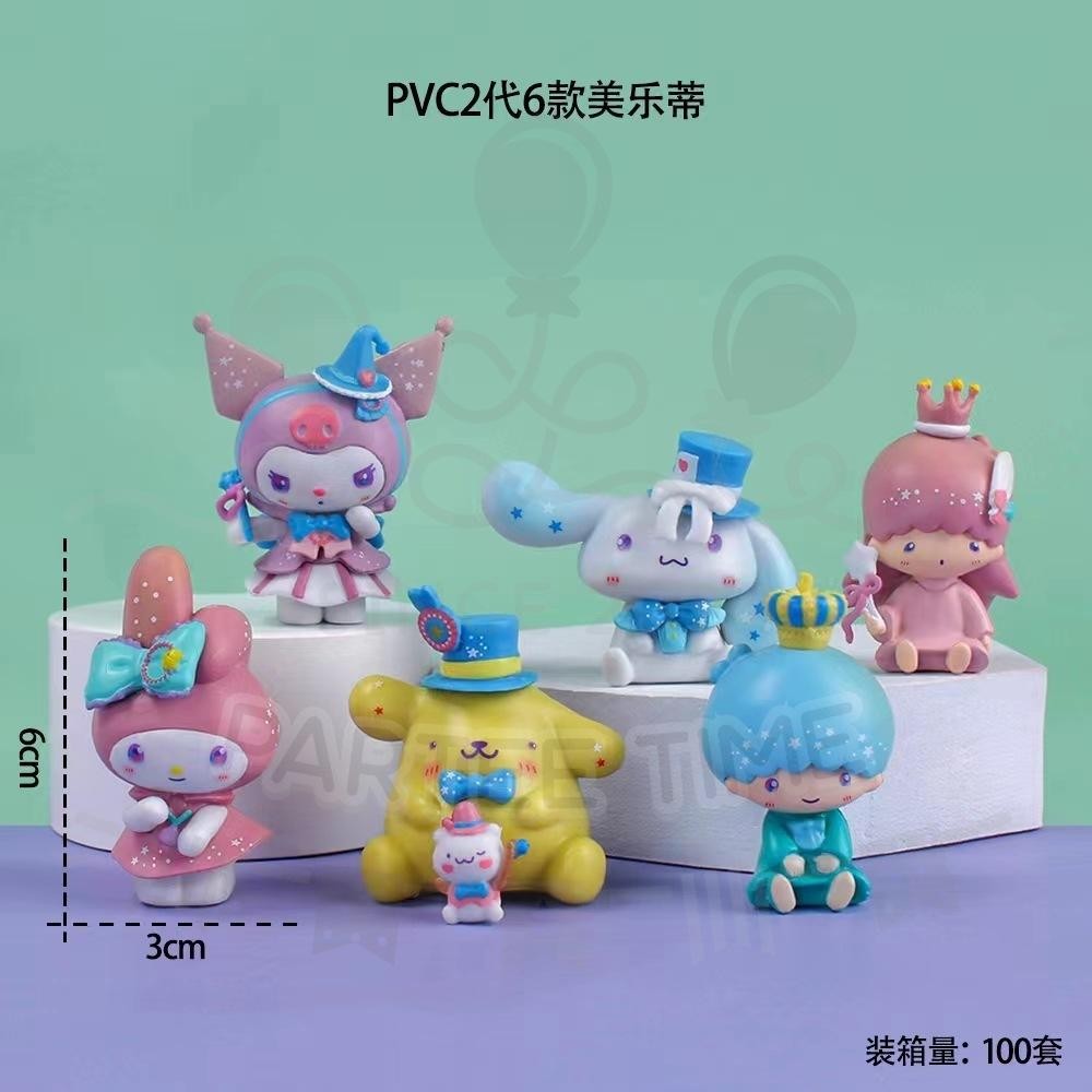 ParteeTime Sanrio Kuromi Melody Cinnamoroll Mini Cake Topper Cute Set Cake Decoration Birthday Party Collection Playset