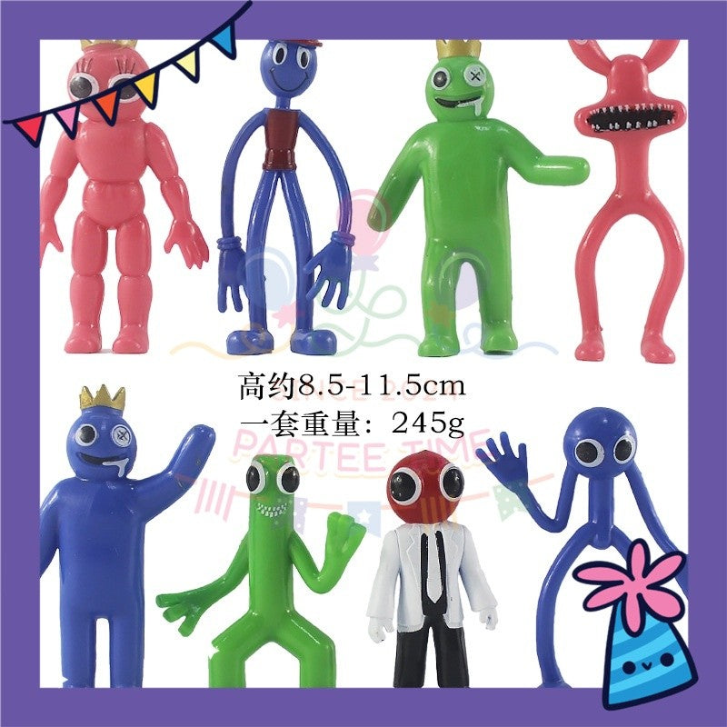 ParteeTime Kids Rainbow Friends Cute Characters Figures Set Cake Decorative Baking Decoration Birthday Party Kek Topper