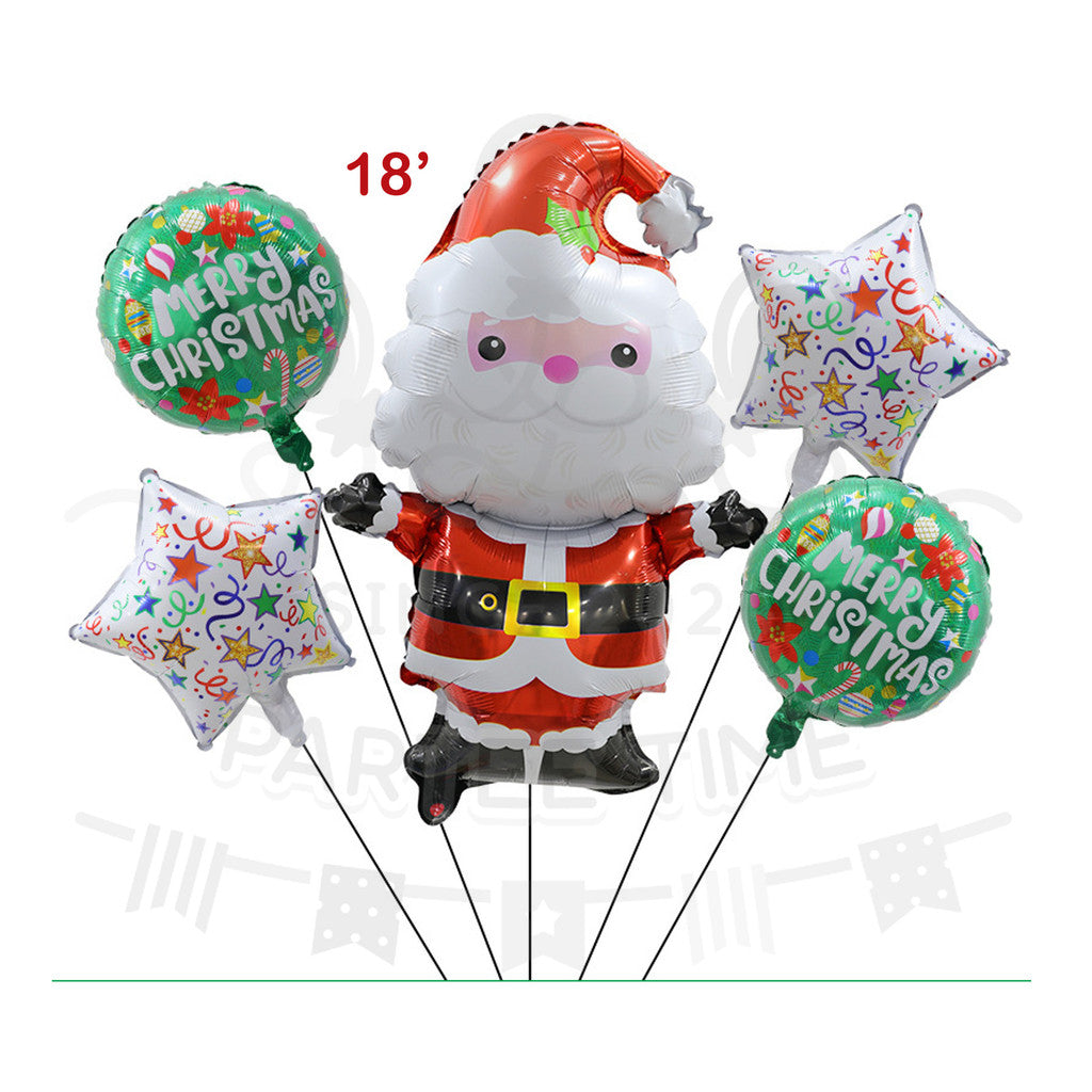 ParteeTime Kids Merry Christmas Themed Foil Balloon Birthday Party Decoration Foil Belon Tema Hari Krismas Hari Jadi