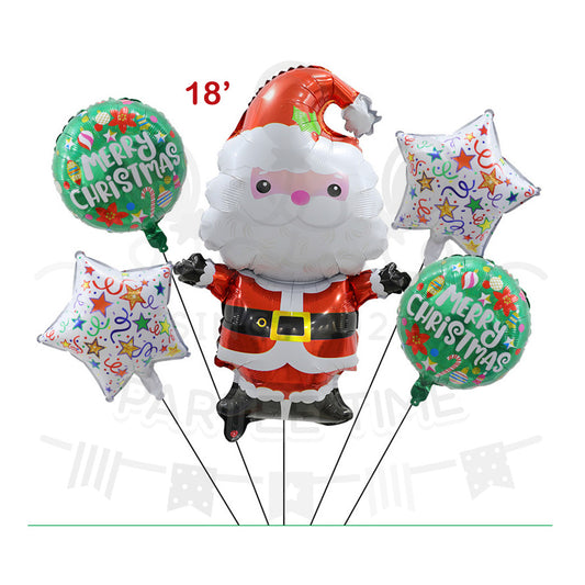 ParteeTime Kids Merry Christmas Themed Foil Balloon Birthday Party Decoration Foil Belon Tema Hari Krismas Hari Jadi