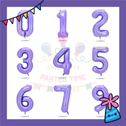 ParteeTime Purple Digital Foil Ballon 16 Inch 0 Number Balloon Birthday Party Foil Balloons Vibrant Shiny Decorations