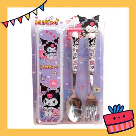 ParteetTime Kids Portable Stainless Steel Gift Set Cutlery Utensil Set Reusable Spoon Fork With Case