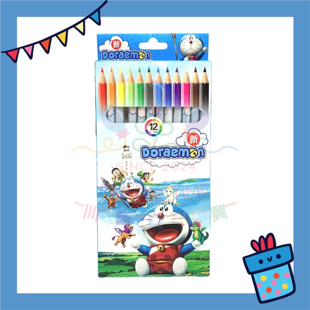 ParteetTime Kids Cute Cartoon 12pcs Color Pencil Non Toxic Coloring Stationery Set Birthday Party Gift Goodies Bag