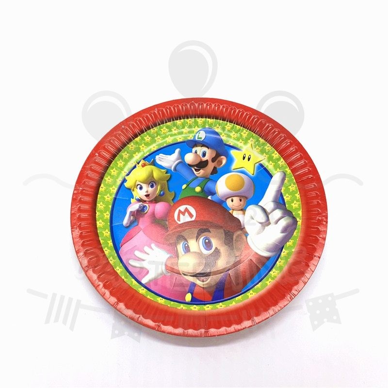 ParteeTime Kids Mario Birthday Theme Decorations Party Balloon Banners Hang Swirls Backdrop Tablecloth Cake Topper