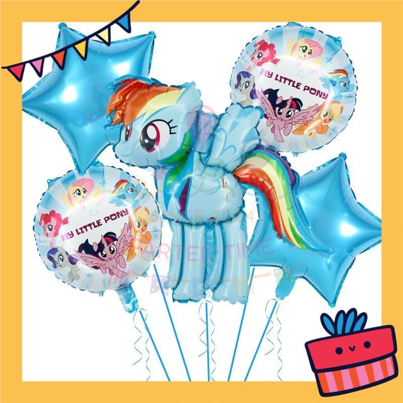 ParteeTime Kids My Little Pony & Stella Birthday Party Decoration 5pcs Set Foil Balloon Set Belon Hari Jadi Kanak-Kanak