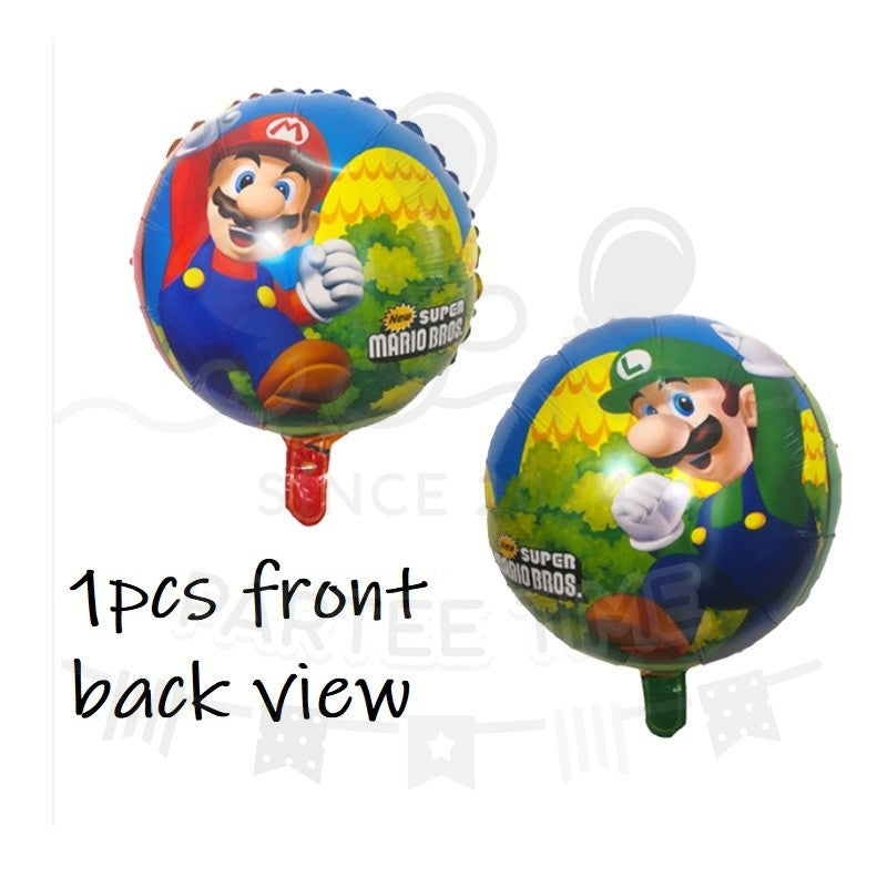 ParteeTime Kids Mario Birthday Theme Decorations Party Balloon Banners Hang Swirls Backdrop Tablecloth Cake Topper