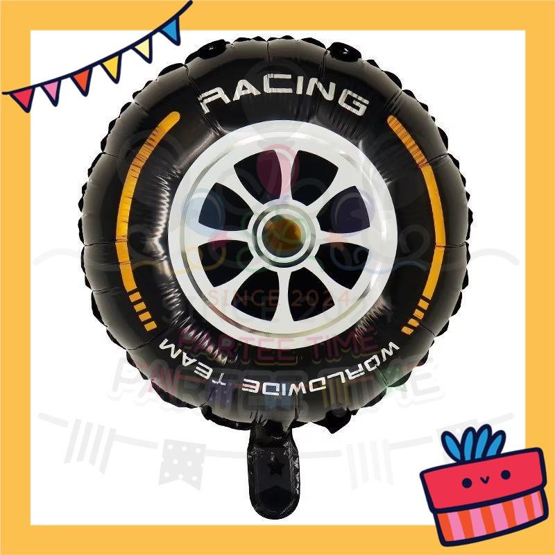 ParteeTime Kids Racing Themed Car Wheel Tire Air Globos Foil Balloon Birthday Party Decoration