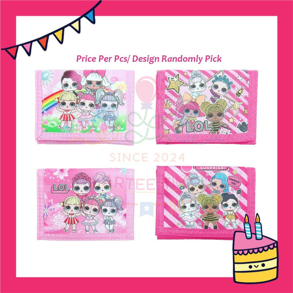ParteeTime Kids Gifts Cute Cartoon Trifold Wallet Princess Elsa Barbie Dompet Lipat Kartun Comel Kanak-Kanak