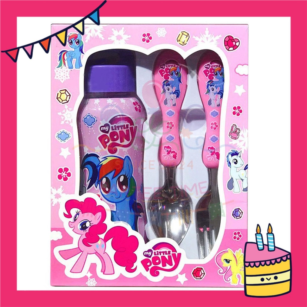 ParteeTime Kids Gifts Box Set Cute Cartoon Stainless Steel Spoon Fork Tableware Set With Water Bottle BPA FREE 350ml