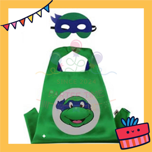 ParteeTime Kids Mask Cape Children Ninja Turtle Capes Birthday Party Dress Up Toy Cape Cosplay Costume