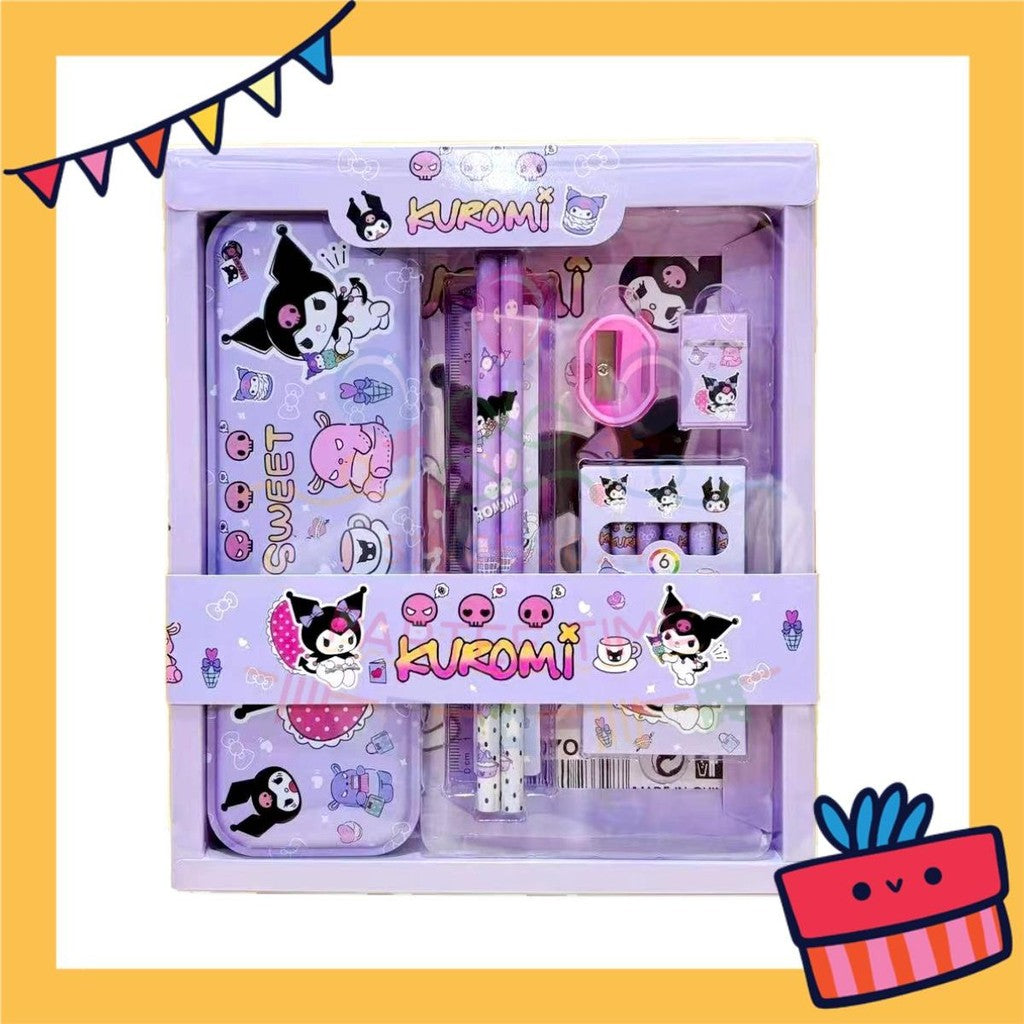 ParteeTime Kids Gifts Cartoon 7 in 1 Stationery Set Sanrio Kuromi My Melody My Little Pony Princess Birthday Gift Pack