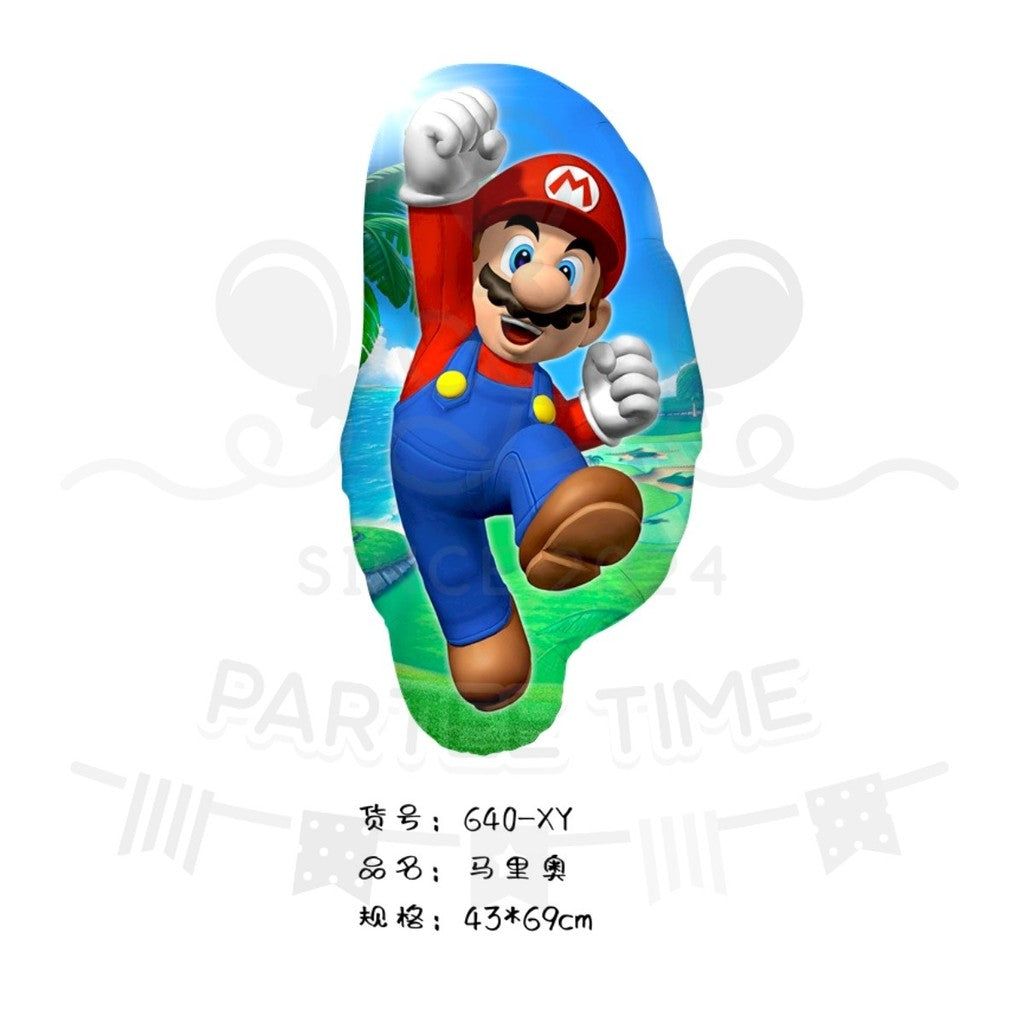 ParteeTime Kids Mario Birthday Theme Decorations Party Balloon Banners Hang Swirls Backdrop Tablecloth Cake Topper