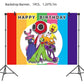 ParteeTime Kids Rainbow & Friends Theme Decorations Birthday Balloon Banner Hang Swirls Backdrop Tablecloth CakeTopper