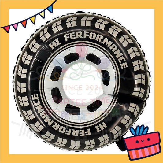 ParteeTime Kids Racing Themed Car Wheel Tire Air Globos Foil Balloon Birthday Party Decoration