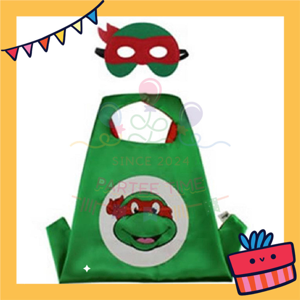 ParteeTime Kids Mask Cape Children Ninja Turtle Capes Birthday Party Dress Up Toy Cape Cosplay Costume