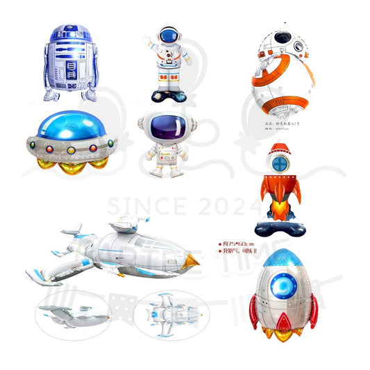 ParteeTime Kids Rocket NASA Astronaut Spaceship Star Wars Robot UFO Themed Foil Balloon Birthday Party Decoration