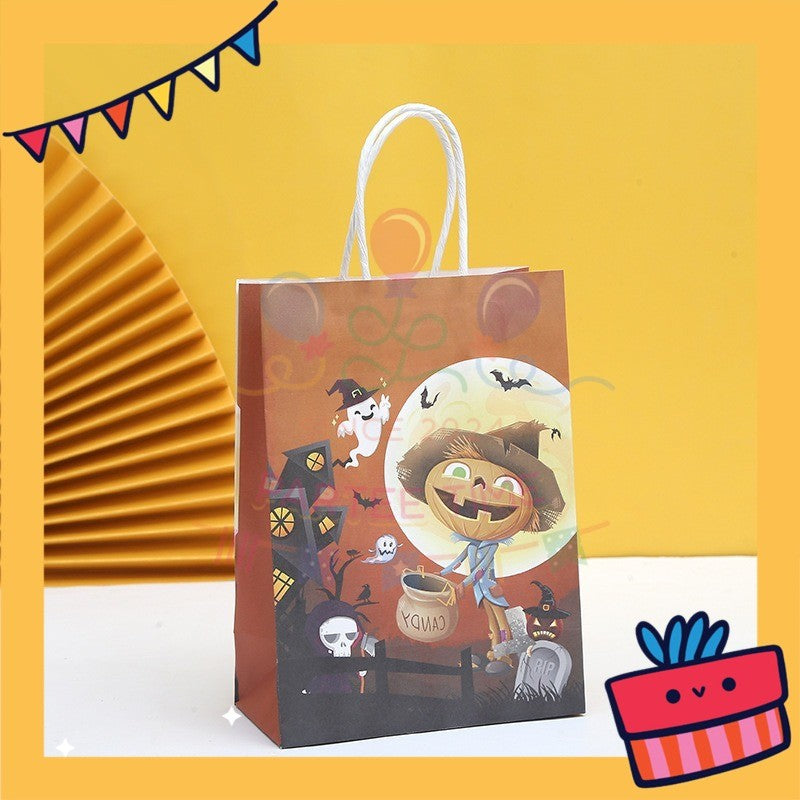 ParteeTime Birthday Kids 1pcs Halloween Party Favor Gift Bags with Handle Paper Bag Doorgift Packaging Goodies