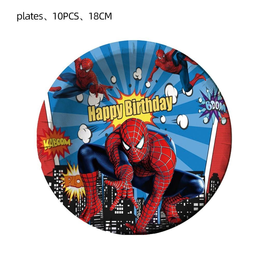 ParteeTime Kids Spiderman Theme Decorations Birthday Party Balloon Banners Hang Swirls Backdrop Tablecloth Cake Topper