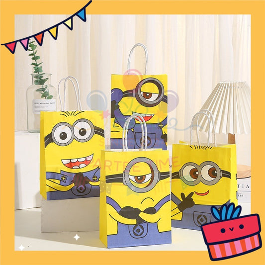 ParteeTime Birthday Kids 1pcs Banana Bla Bla Party Favor Gift Bags with Handle Paper Bag Doorgift Packaging Goodies Bag