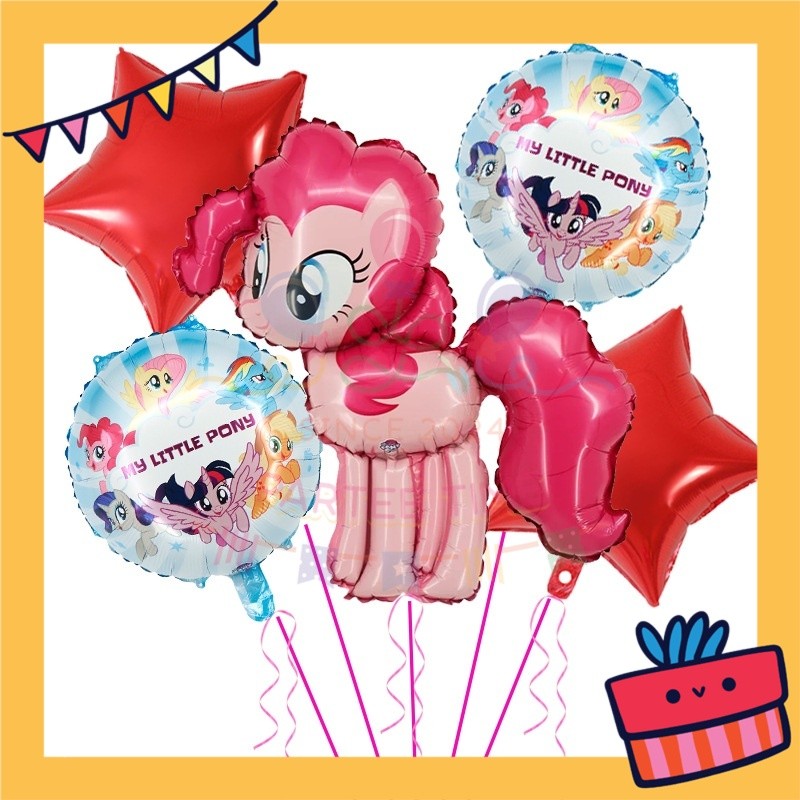 ParteeTime Kids My Little Pony & Stella Birthday Party Decoration 5pcs Set Foil Balloon Set Belon Hari Jadi Kanak-Kanak