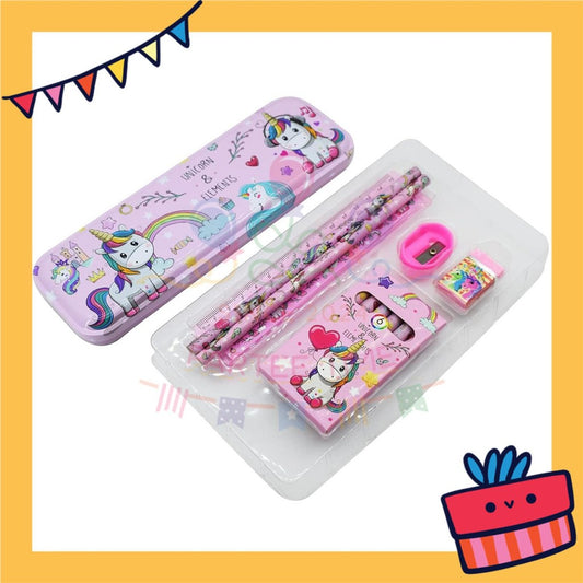 ParteeTime Kids Gifts Cartoon 7 in 1 Stationery Set Sanrio Kuromi My Melody My Little Pony Princess Birthday Gift Pack
