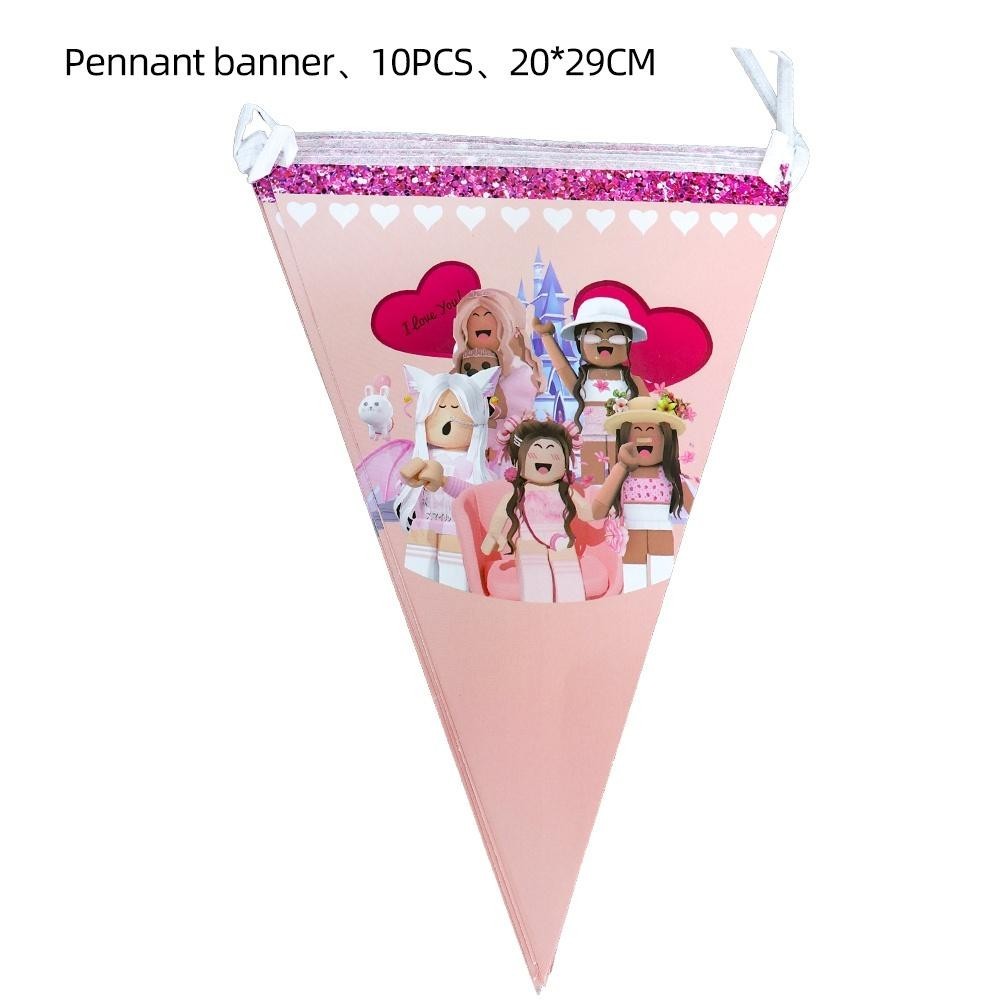 ParteeTime Kids Roblox Girls Theme Decorations Birthday Party Supplies Banners Backdrop Set Budak Hari Jadi Hiasan