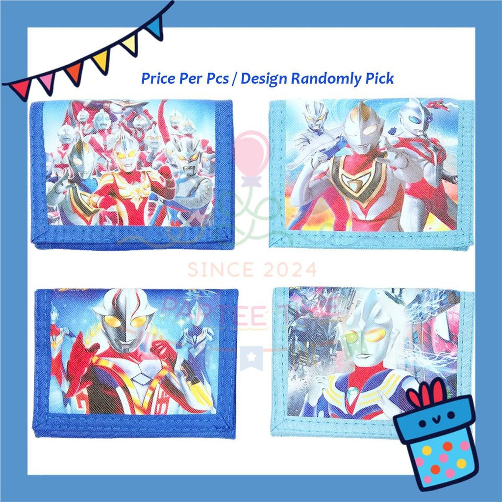 ParteeTime Kids Gifts Cute Cartoon Trifold Wallet Batman Doraemon Mario Dompet Lipat Kartun Comel Kanak-Kanak
