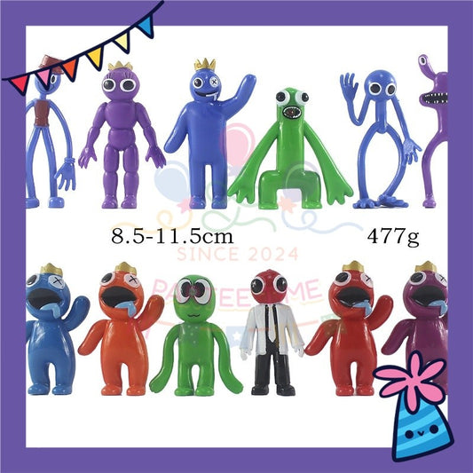 ParteeTime Kids Rainbow Friends Cute Characters Figures Set Cake Decorative Baking Decoration Birthday Party Kek Topper