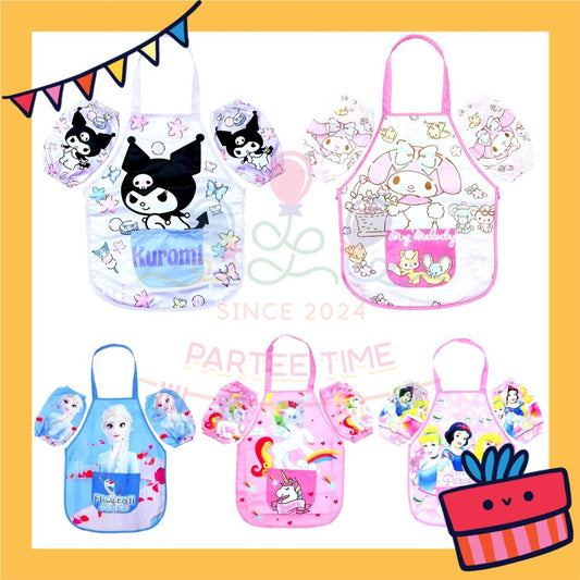 ParteeTime Kids Boy Girl Sanrio Kuromi Melody Cinnamoroll Waterproof Cooking Baking Painting Apron Children’s Apron